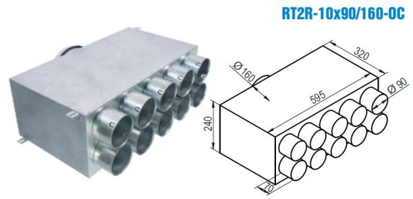 Rozdeľovací box RT2R-10x90/160-OC